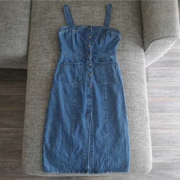 VINTAGE BB Dakota Lauren Button Front Denim Dress sz 4 - Picture 2 of 11